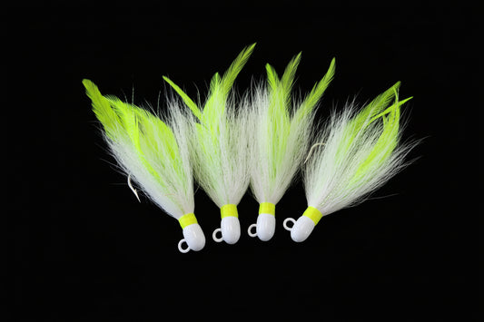 White with chartreuse feathers.